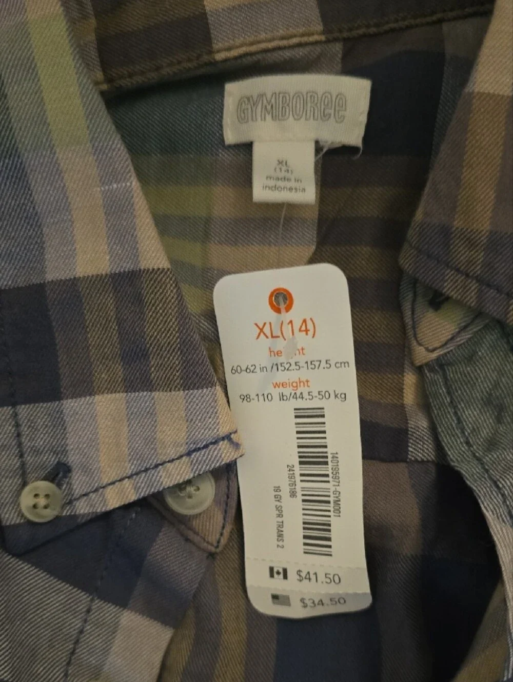 Gymboree Navy and Light Blue Plaid Button-Down Shirt